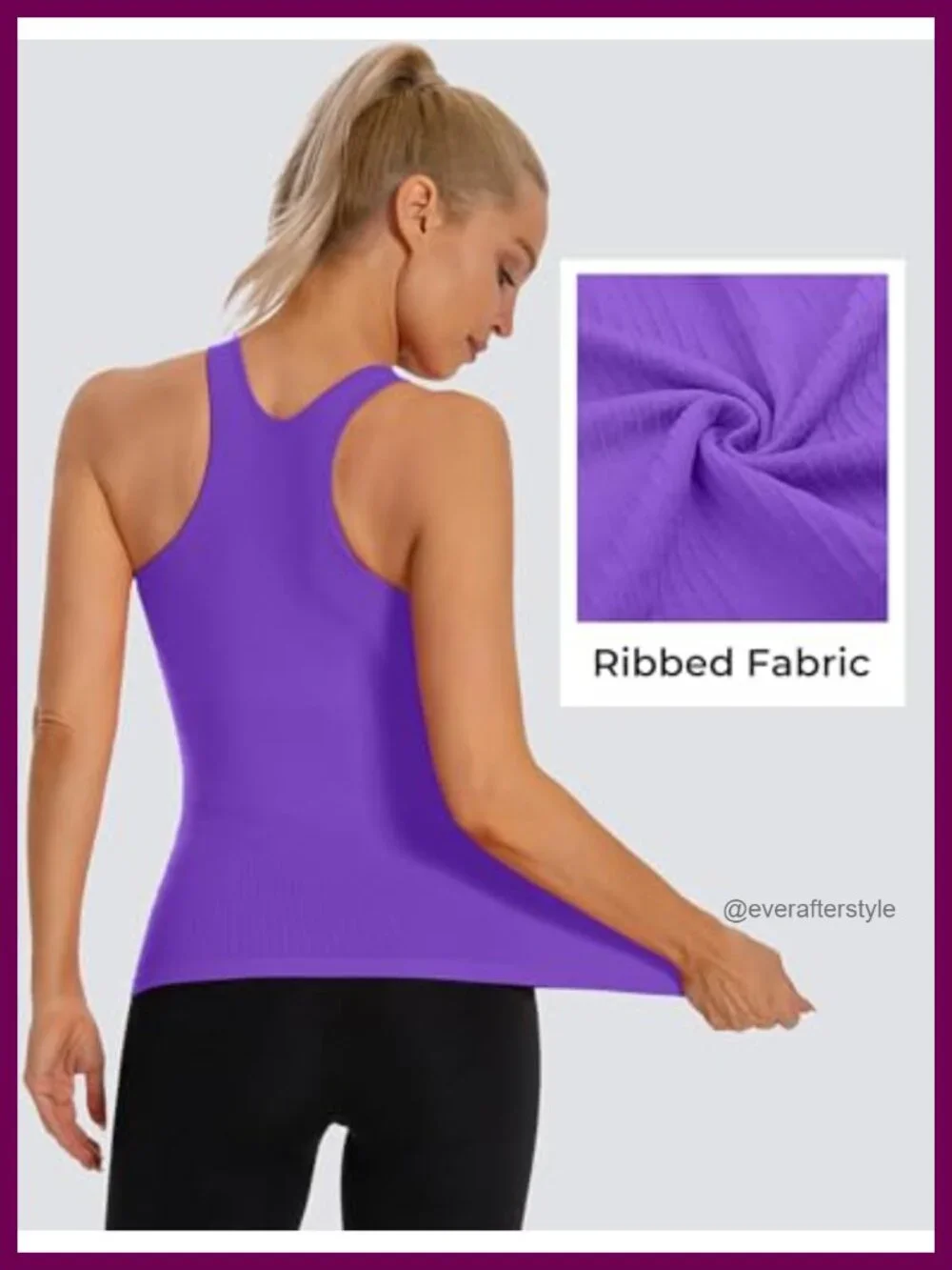 Seamless Ribbed Racerback Tank Top with Built in Removable Bra